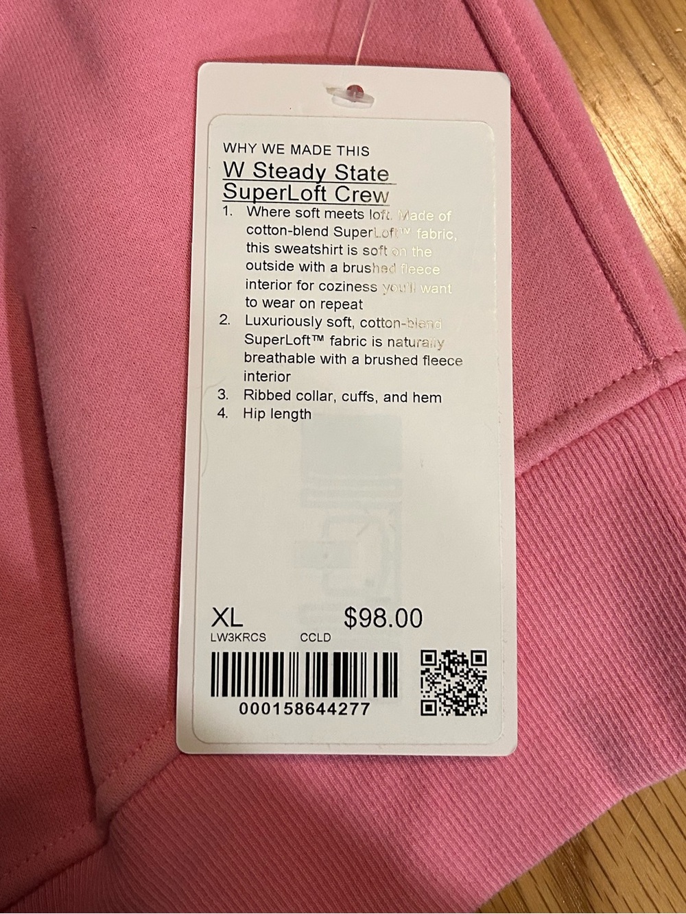 Lululemon Women's Steady State SuperLoft Crew Candy Cloud Pink Size XL NWT - Picture 6 of 10